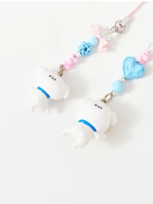 Mini llavero de Crayon Shin-chan - Edición perrito blanco. Adorable figura 3D con cuentas de colores y lazo. Ideal para decorar bolsos y llaves. Coleccionable de anime único para fans de todas las edades. Accesorio elegante y funcional para uso diario. Regalo ideal para amantes del anime y amantes de la moda. - novato - Ver 7