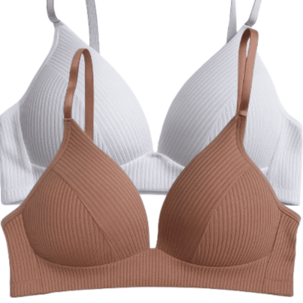Kit 2 Sutiã Top Canelado Sem Aro Com Bojo Soft Confort Molinho Macio Sustentação