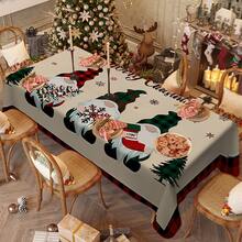 1/20 Piezas Mantel de Navidad, Diseño de Estampado de Gnomos, Tela de Poliéster, Tejido, Mantel Rectangular, Decoración Festiva para el Hogar y la Cocina, Mantel Festivo de Navidad, Regalo de Navidad