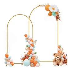 2 Pack Metal Arch Backdrop Stand(7.2FT/6FT), Decorative Balloon Arch Stand, Easy Assembly Gold Wedding Arch, Stable Backdrop Arch Stand For Wedding Ceremony, Birthday Party, Baby Shower - 金色 - 查看 5