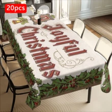 1/20 pièces Nappe de Noël, motif imprimé de cloches et de baies, décoration de table et cadeau parfait pour les amis, convient pour la maison, la cuisine, la terrasse du restaurant, l'intérieur et l'extérieur pendant la saison de Noël