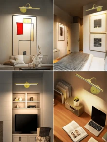 1PC Rechargeable Wireless Picture Light, LED Wall Light, Night Light, Cabinet Light, Wall Light, Kitchen Light, Staircase Light, Bathroom Light, Bathroom Light, USB Rechargeable Wall Light, Painting Light, Eye Friendly Bedroom Night Light, With Remote Control, 3-Color Temperature Adjustable, 360 ° Angle Adjustable, Suitable For Bedrooms, Offices, Dormitories, Living Rooms (1800mAh) - USB - View 8