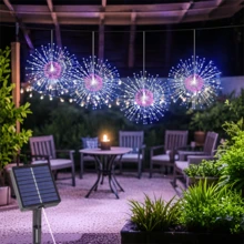 YEYAYU 1 套，2/4 件太阳能户外仙女灯，240/480 LED 烟花仙女灯串，适用于庭院、雨伞、屋檐、花园、树木、帐篷、户外照明、圣诞装饰