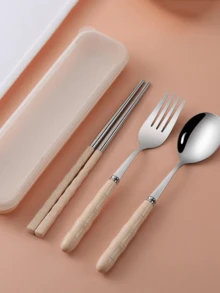 Bộ dao nĩa 3 trong 1 có thể tái sử dụng, dụng cụ cắm trại kèm hộp đựng, bao gồm thìa, dao và dĩa, bộ dao nĩa du lịch di động, hộp nhựa, thích hợp cho du lịch, dã ngoại, cắm trại hoặc sử dụng hàng ngày, tuyệt vời cho học sinh, du lịch và nhà bếp, vật dụng thiết yếu cho năm học mới. - Nhiều màu - Xem 9