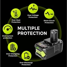 1/2PACK 5Ah Replace For RYOBI P108 18V One Plus High Capacity Lithium Ion Battery 18V - màu đen - Xem 2