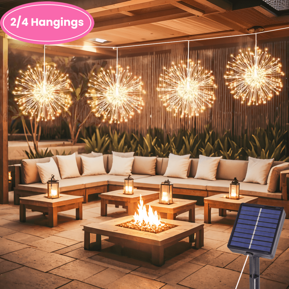 YEYAYU 1 Set, 2/4 Pezzi Luci Solari da Esterno a Forma di Fuochi d'Artificio, 240/480 LED Luci Stringa Fatate, Adatte per Patio, Ombrellone, Grondaie, Giardino, Alberi, Tenda, Illuminazione Esterna, Decorazione Natalizia