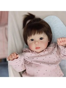 20 英寸逼真手工乙烯基重生娃娃，布身逼真娃娃，带植发，伴侣收藏玩具，生日圣诞礼物（附带随机款式奶嘴、奶瓶、尿布） - 如圖 - 查看 6