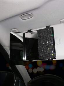 1 Stück Auto Make-up Spiegel, Auto Dekoration, Auto Zubehör, Auto Essentials, glänzende Strass Dekoration, faltbarer ultradünner Make-up Spiegel, Sonnenblende Dekoration und modischer Auto Make-up Spiegel, das perfekte Geschenk für Mädchen