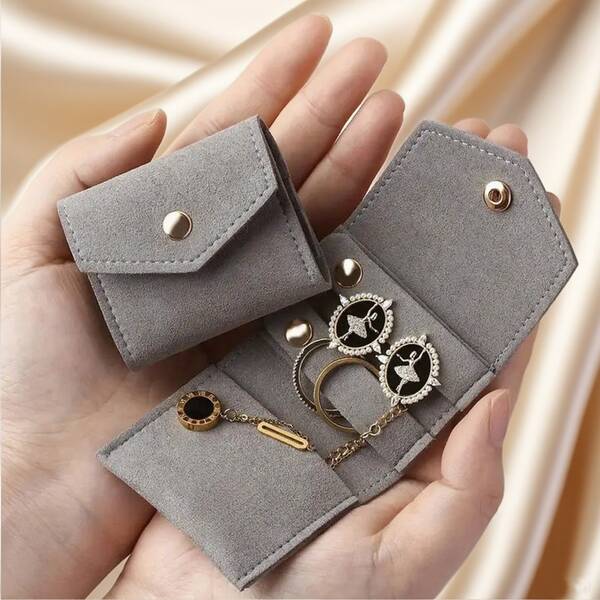 1pc Ultra-Fiber Faux Leather Jewelry Bag, Portable Multi-Functional Small Jewelry Roll Bag For Earring Ring Ear Stud, Perfect Gift For Valentine's Day, Christmas Back To School