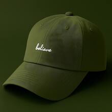 Bone Believe Casual Retro Embroidered Beach Men's And Women's With Adjustment All Colors - 軍事與白色 - 查看 1