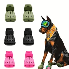 4pcs/Set Fashionable Pet Dog Shoes - Dog Supplies, Breathable, Anti-Dirty, Non-Slip, Elastic, Soft Sole Pet Dog Shoes Suitable For All Seasons To Protect Paws And Keep Dogs Happy, Pet Puppy Care