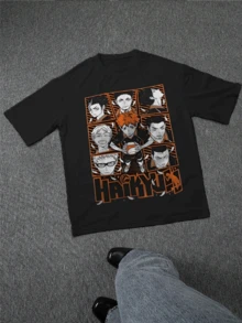 Camiseta con estampado gráfico para hombre con diseño dinámico de equipo de voleibol, camiseta cómoda de cuello redondo, tela de alta calidad, elegante y moderna, perfecta para ropa informal y entusiastas de los deportes, duradera y de larga duración, disponible en varios tamaños, ideal para uso diario y ocasiones especiales, ¡Muestra tu pasión por el juego con esta llamativa camiseta! - Negro - Ver 2