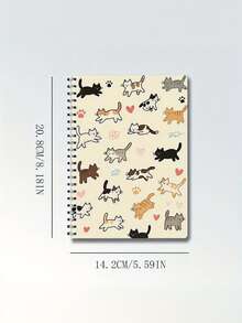 Sổ tay lò xo kẻ dòng dành cho sinh viên, kích thước 5.5x8.5 inch, họa tiết mèo dễ thương, làm từ giấy chất lượng cao, phù hợp cho văn phòng, học tập và làm quà tặng, hoàn hảo cho bạn bè, anh chị em, sinh viên và những người yêu mèo, lý tưởng cho mùa tựu trường. - Nhiều màu - Xem 3