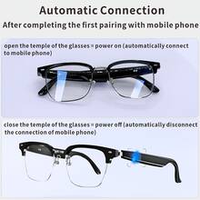 Kính thông minh đa chức năng SENBONO, tích hợp loa, âm thanh nổi 360 độ, hỗ trợ gọi điện không dây, nghe nhạc, trợ lý giọng nói, điều khiển ảnh, phù hợp với nhiều hình dạng khuôn mặt, thiết kế siêu nhẹ, kết nối chỉ trong một giây, dễ sử dụng, món quà lý tưởng. - màu đen - Xem 3