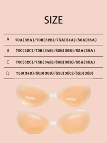 3 / 1 par de sujetadores invisibles sin tirantes de viscosa con efecto push-up de silicona - Sujetadores reutilizables de viscosa con elevación del busto y sin espalda con pegamento saludable para ropa interior de mujer