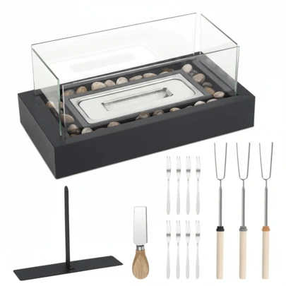 Tabletop Fireplace,0.5L Tank Large Capacity Fuel Burner Heater Indoor Outdoor,Portable Table Top Fire Pit,Black