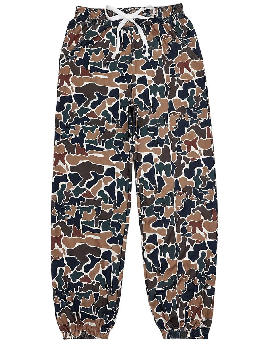 Women's Camo Pants Y2K Camouflage High Waisted Joggers Pants - Cà phê nâu - Xem 1