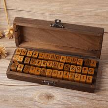 70/42pcs Alphabet Stamps For Clay, Rubber Letter Stamps For Crafting, Wooden Letter Number And Symbol Stamp Set For Scrapbooking Supplies DIY Craft Card Making - 42 件 - 查看 1