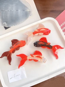 1 Stück Haarspange für Frauen mit Koi Fisch Motiv aus Azetat, minimalistisches kleines Fisch Design, süße und stilvolle Haaraccessoire, Herbst Haarklammer, Modische Haarklammer, elegante Haarklammer für Frauen, Winterhaaraccessoires für Urlaubsoutfits - Verschiedenfarbig - Übersicht 10
