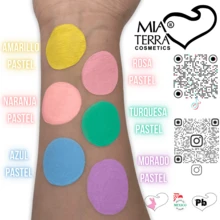 MIA TERRA COSMETICS PALETA DE COLORES MINI PARA BODY PAINT, MAQUILLAJE DE FANTASIA Y PINTACARITAS BASE AGUA DIFERENTES PERSONAJES Y GAMAS DE COLORES - Colores Pastel - Ver 4