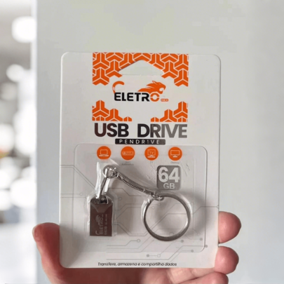 Pendrive USB de metal de alta velocidade da marca ELETRO 8G 16G 32G 64G com chaveiro compatível com celulares e laptops