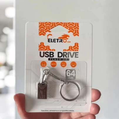 Pendrive USB de metal de alta velocidade da marca ELETRO 8G 16G 32G 64G com chaveiro compatível com celulares e laptops