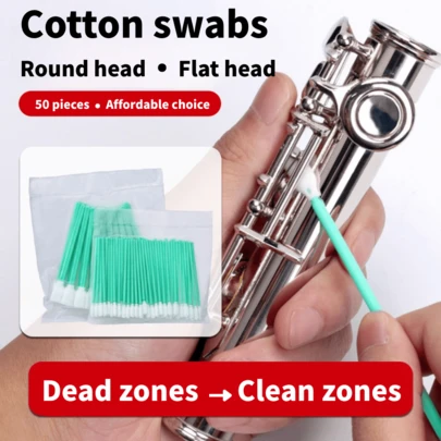 50pcs Saxophone Cleaning Swabs, Black Tube Key Cleaning Cotton, Large Size Universal Cleaning Swabs For Brass Instruments - Brass Cleaning Tool