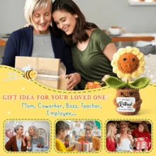 1pc Handmade Crochet Desktop Decor, Funny Smiling Sunflower Plant Shaped, Birthday Gift For Best Friend, Girlfriend, Sister, Teacher, Mom, Grandma, Coworker, Family, Positive Vibes, Party, Halloween, Christmas, Appreciation, Plush Doll, Small Gift