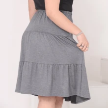 Saia Feminina Casual Elegante Camadas Malha Viscolycra