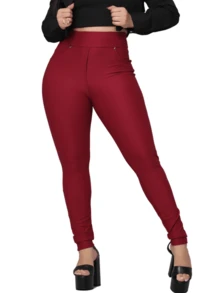Women's Leggings With Pocket High Waist Riding Stitch Roma Skinny - Redwood - View 8