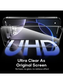 Yezodawee 2pcs Set Included 1pc Screen Protector With Auto-Dust Removal Function & 1pc High-Definition Transparent Tempered Glass Camera Lens Protector, Compatible With IPhone 17 Pro Max, High-Definition Transparent 9H Tempered Glass, Full Coverage, Anti-Fingerprint, Bubble-Free, Easy Installation, Compatible With IPhone 17 Pro Max/17 Air/16 Plus/16 E - 1+1 - View 3