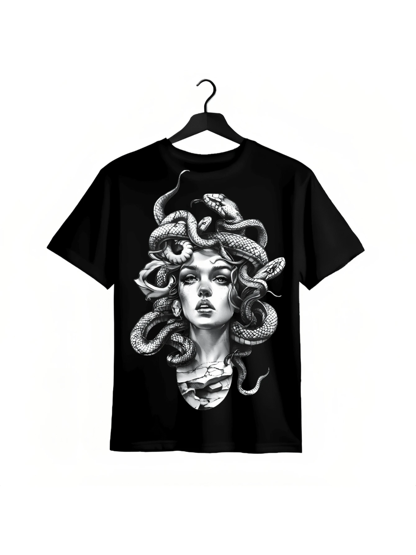 Make A Statement With This Edgy Medusa T-Shirt – Bold Art For Unique Style - Black - View 1