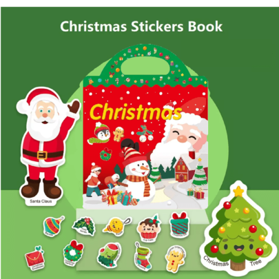 Portable Reusable Christmas Sticker Book For Kids Early Education,Kindergarten,Brain Teaser,Montessori Puzzle Toys Sticker Book,Stickers,Sticker Book,Kids ,Stickers,Reusable Sticker Book,Kids Toys,Reusable Sticker Book For Youngsters, Washable Stickers For Youngsters, Jelly Sticker Book, Birthday And House Party, Group Activity, Art Class Or Other Activities,Merry Christmas