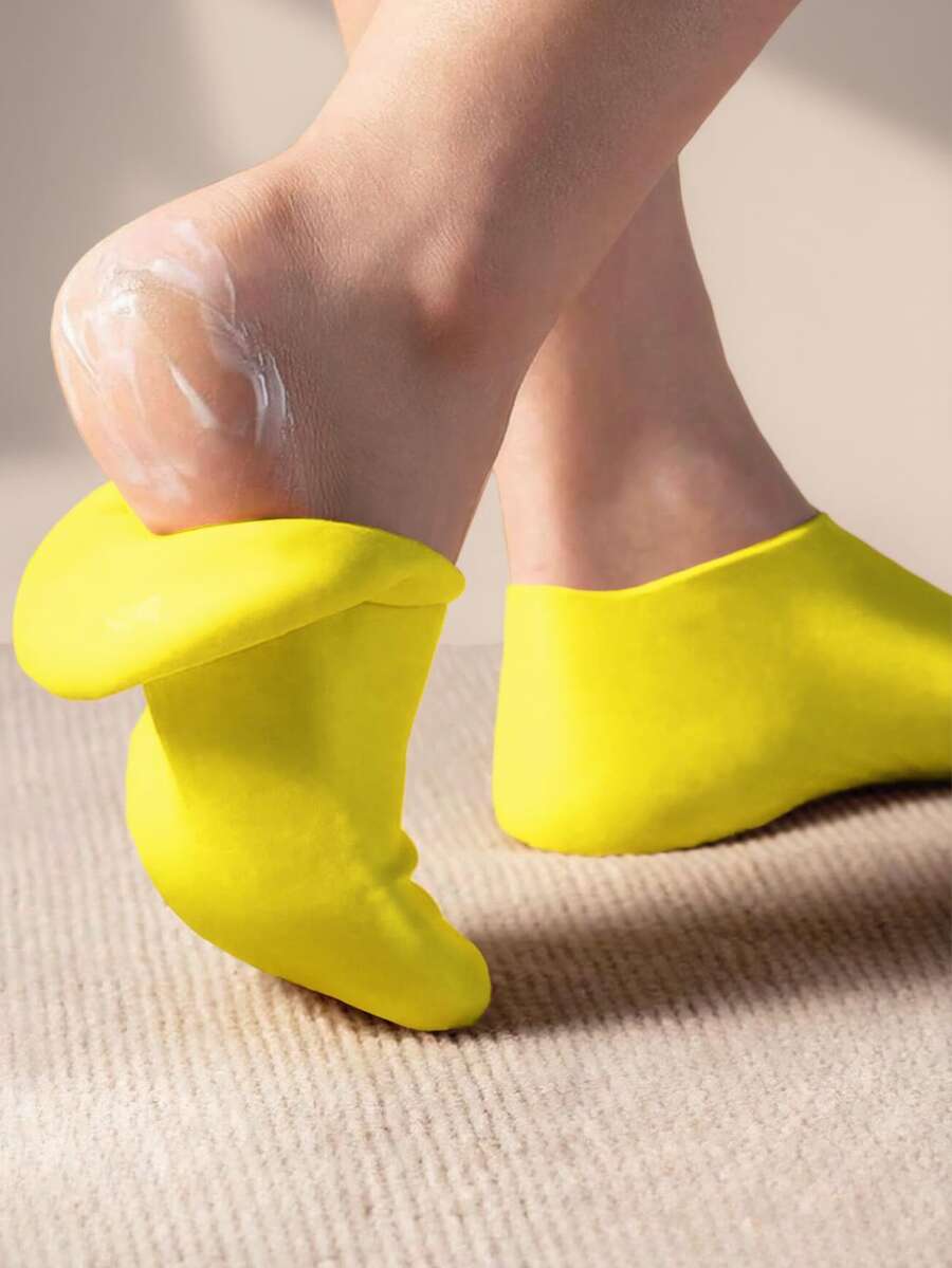 1 Paar Silikon Fuß Spa Socken für trockene, rissige Füße, Silikon feuchtigkeitsspendende Socken für Frauen, Fußpflege Silikon Socken, Spa Gel Socken Fußpflege nach der Pediküre - Feuchtigkeitsspendend für trockene, rissige Füße - entspannende Massage, Verweichlichung, Fußpflege, Hautpflege - Gelb - Übersicht 1