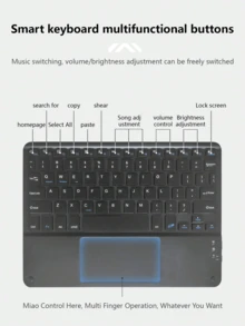 AKKHOO Wireless Keyboard With Touchpad, Rechargeable, Compatible With Ipad Tablets
