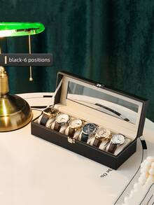 Hộp đựng đồng hồ cao cấp, 1 chiếc, hộp đựng đồng hồ 3/6/12 ngăn, hộp bảo quản đồng hồ, hộp trưng bày trang sức, hộp trưng bày đồng hồ, hộp đựng đồng hồ nam & nữ, trang trí phòng. - Nhiều màu - Xem 8
