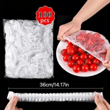 100 Disposable Food Covers, PE, Strong, Elastic, Airtight, For Leftovers/Fruits, Dust/Insect-Proof, Kitchen Storage Essential. - Clear - View 3