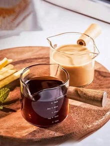 附有刻度的玻璃咖啡杯, 意大利風格的帶木柄咖啡萃取杯, 牛奶杯, 咖啡師工具 - 無色 - 查看 9