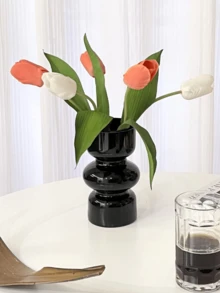 1 pieza/2 piezas Jarrón de vidrio transparente rosa, jarrón de burbuja de vidrio de 7 pulgadas de colores, jarrón de vidrio de tres capas para decoración de flores en el hogar/oficina/bodas/mesas de fiesta