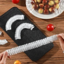 100 Disposable Food Covers, PE, Strong, Elastic, Airtight, For Leftovers/Fruits, Dust/Insect-Proof, Kitchen Storage Essential. - Clear - View 2