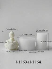 3D 弥勒硅胶蜡烛模具 - DIY 佛像和莲花蜡烛模具，适用于树脂、肥皂和蜡工艺 - 2 件套 - 易于脱模、可重复使用 - 非常适合家居装饰、芳香疗法和手工礼品 - 白色 - 查看 12