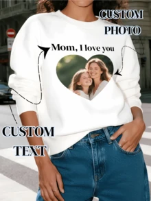 1 Pc Customized Women's Hoodie, Customize Text And Images, Upload A Photo With Mom, The Best Mother's Day Gift
