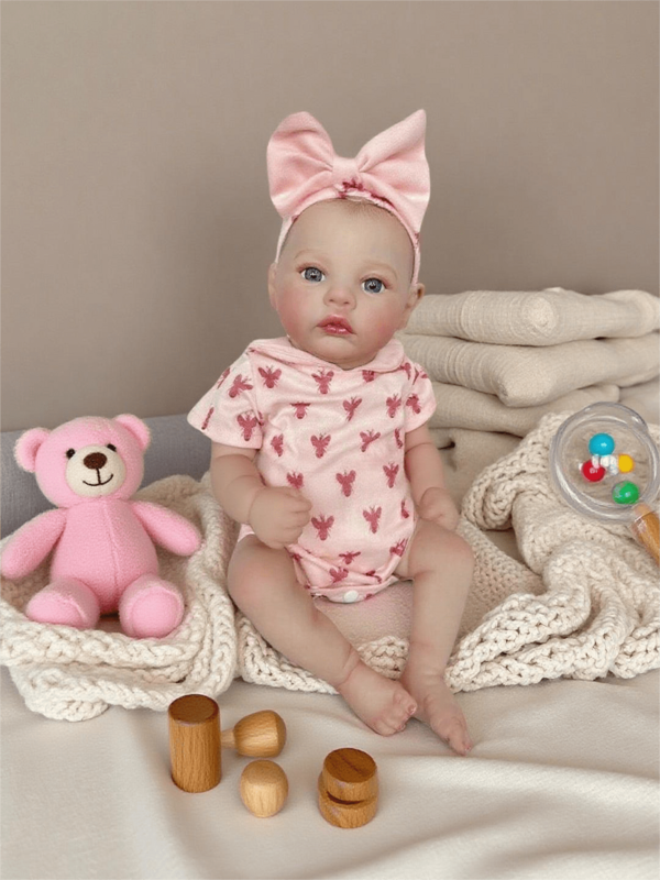 18 Inch Full Body Vinyl Soft Touch Grass Newborn Doll, Cute Lifelike Reborn Baby Doll, Handmade 3D Painted, Birthday/Christmas Gift