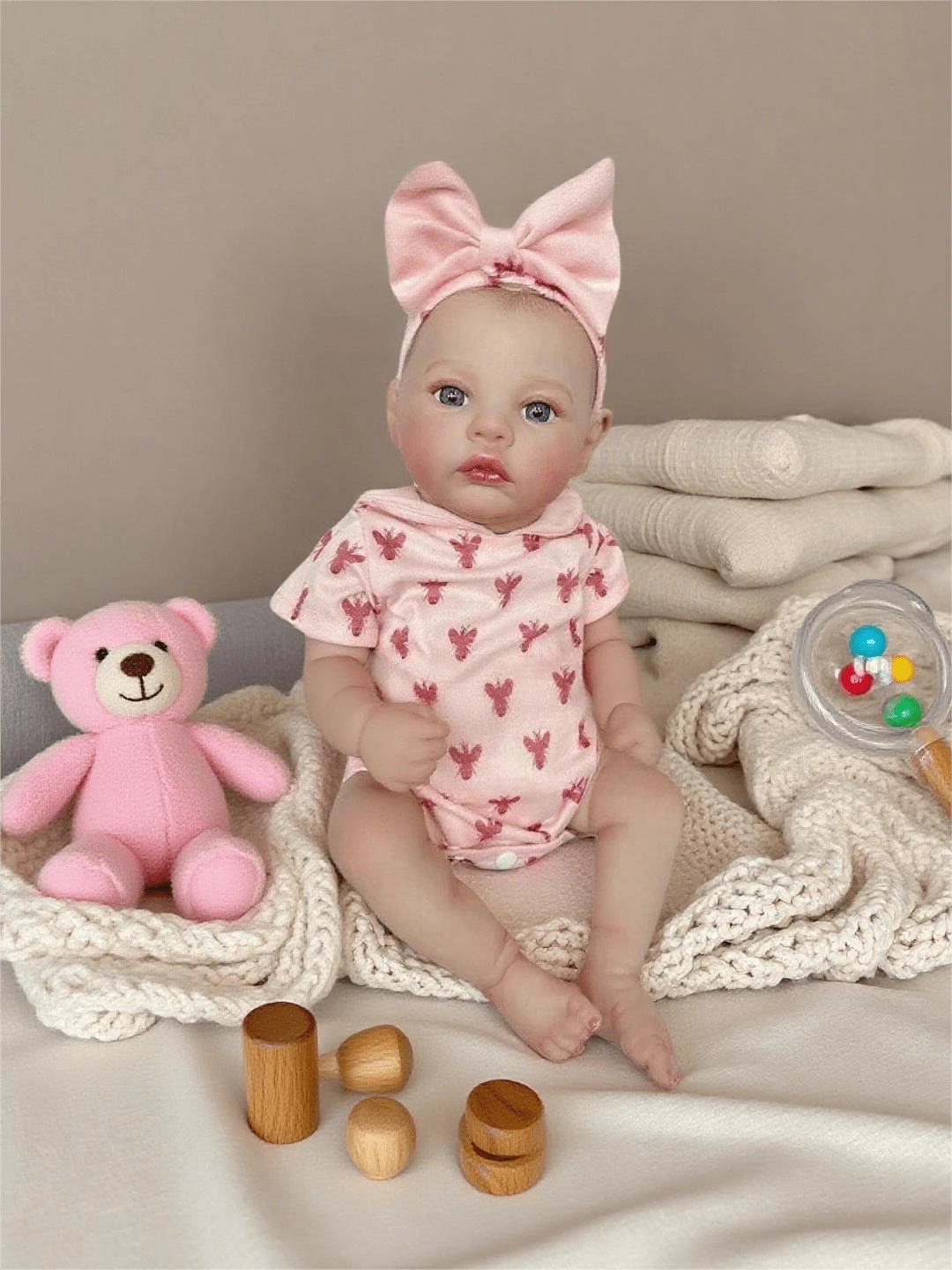 Muñeca recién nacida de 18 pulgadas de Body completo de vinilo con tacto suave, muñeca bebé recién nacida realista y linda hecha a mano con pintura 3D como regalo de cumpleaños/Navidad (anatómicamente precisa) - Muñeca Renacida - Ver 1