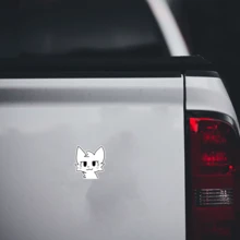 Süße Katzen-Gesicht Vinyl-Aufkleber - Minimalistisch weißer Katzen-Dekor mit ausdrucksstarken Augen, langanhaltend Klebstoff für Handy, Laptop, Koffer, Schutzhelm, Brille - perfektes Geschenk für Katzenliebhaber & Anime-Fans