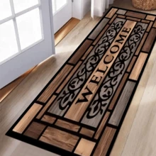 1pc Vintage-Style Doormat, High-Quality Faux Wood Grain Entrance Mat, Non-Slip Backing, European-Style Home Decor Porch Mat, Elegant Entryway Accessory Suitable For Kitchen, Dining Room, Living Room, Foyer, Outdoor Use