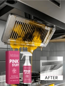 1pc Multipurpose Kitchen Cleaner, Effectively Removes Heavy Grease And Oil Stains On Kitchen Tiles, Stove Hoods, And Cookware - Pink - View 8