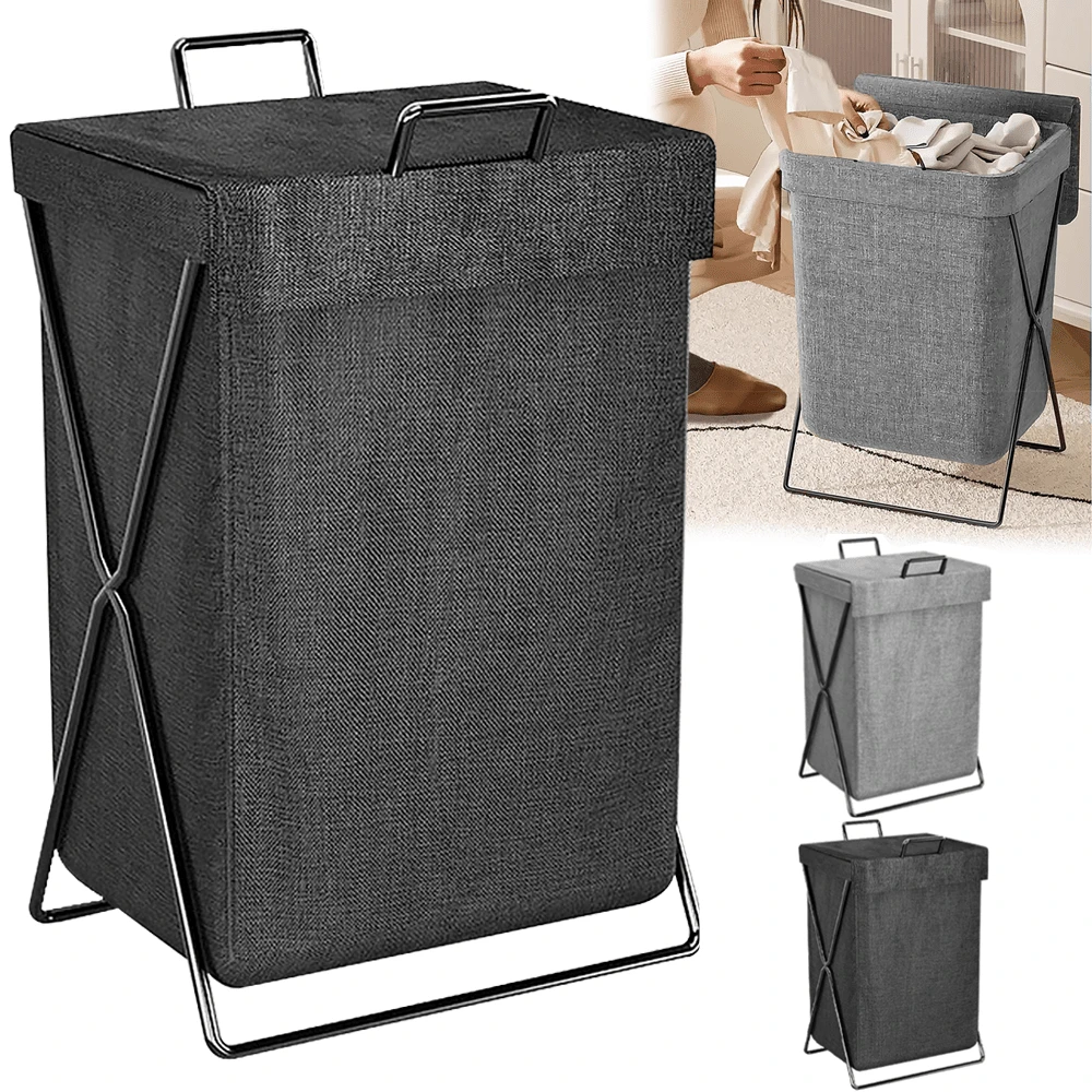 Lislark Laundry Basket Dirty Washing Wash For Clothes Bin Foldable Storage Bag With Lid - Black - View 1