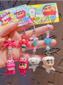 Mini llavero de Crayon Shin-chan - Edición perrito blanco. Adorable figura 3D con cuentas de colores y lazo. Ideal para decorar bolsos y llaves. Coleccionable de anime único para fans de todas las edades. Accesorio elegante y funcional para uso diario. Regalo ideal para amantes del anime y amantes de la moda. - novato - Ver 9