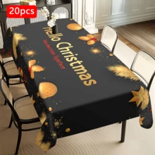 1/20 件圣诞桌布，浆果和圣诞球图案桌布，适用于派对、野餐、婚礼、生日装饰，日常家居厨房餐桌布，优质材料，季节性庆祝用品，圣诞节必备装饰 - 彩色 - 查看 11